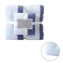 AUQ 2Pcs Bath Towel Sets,Thickened Loop Layout Design Towel Sets,Fast Liquid Wicking Bath Towel,Blue&White