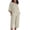 Beige, variant on Womens Two Piece Set with Pockets Fashion Crew Neck 3/4 Sleeve Top Elastic Waist Capri Shorts Suit Lightweight Breathable Split Side Vacation Outfits Plus Size Solid Color Summer Sets 2XL