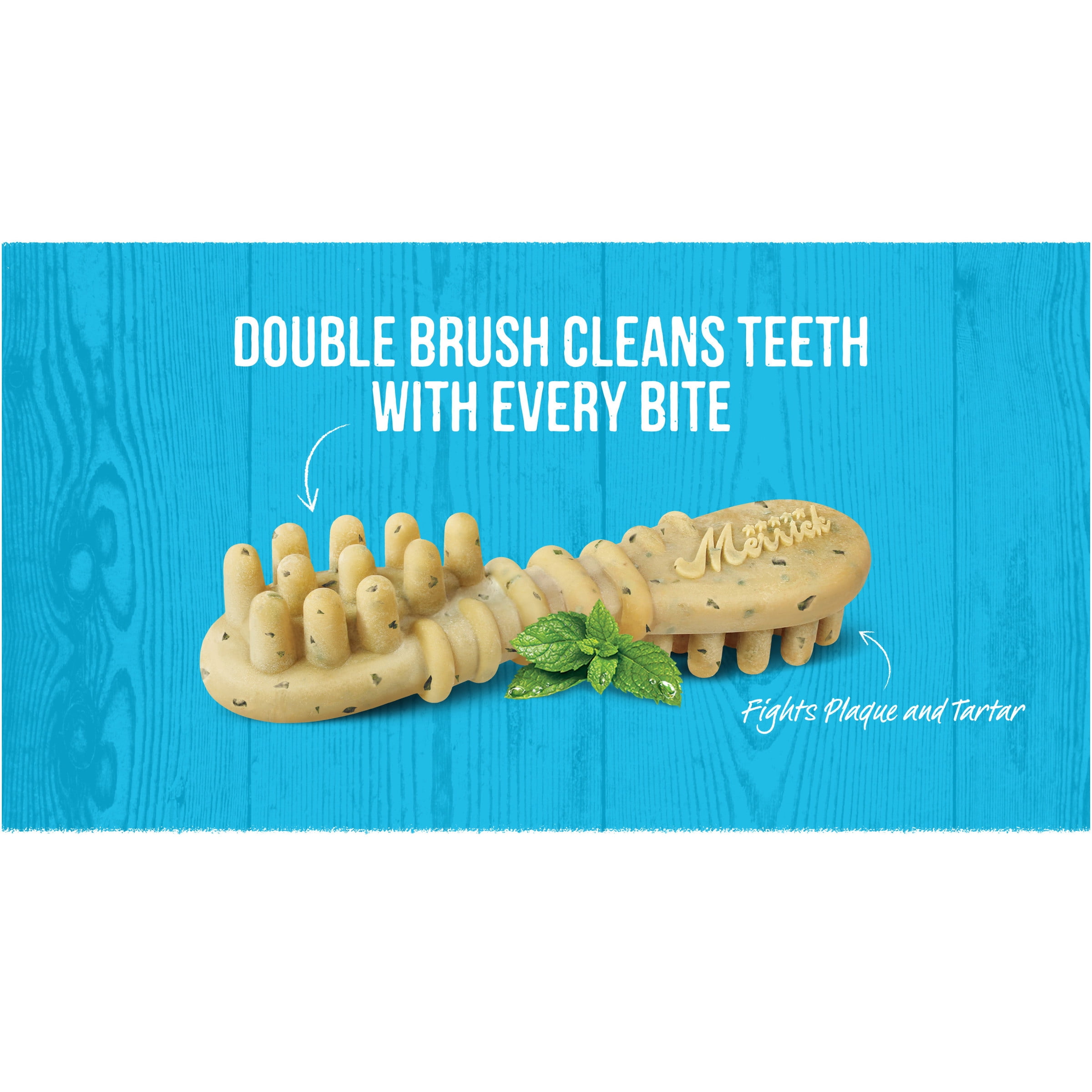 Merrick Fresh Kisses Double-Brush Dental Dog Treats With Mint Breath Strips For Small Dogs, 36 Brushes, 23 oz. (Pack of 4)