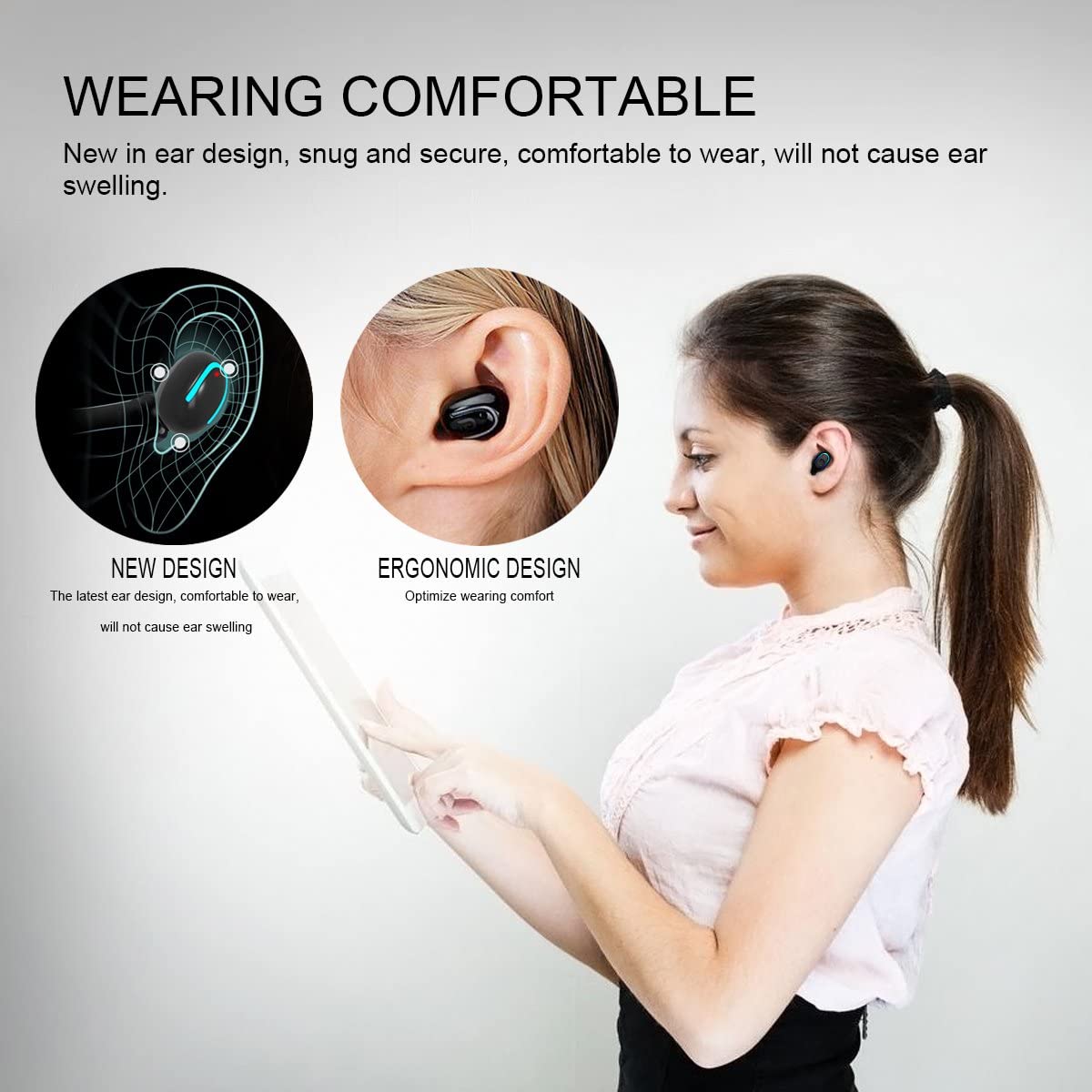 Bluetooth Earpiece Wireless Headphone Mini Invisible Earbud, 6 Hrs Playtime Tiny Smallest Headset Single Car Earphone with Mic for iPhone Samsung Galaxy (1 Piece) - image 5 of 7