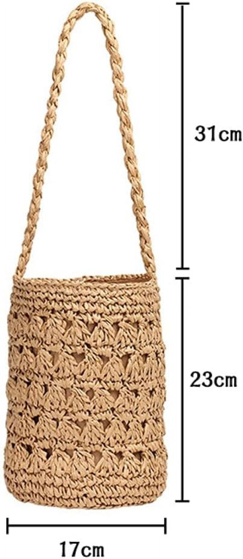 Straw Bag for Women Summer Beach Shoulder Purse Tote Handbag Woven Large Rattan Bucket Top Handle Satchel for Vacation