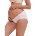 thumbnail image 4 of INSPIRE CHIC Women's Ice Silk Ribbed V-Shaped Low Rise Maternity Briefs Color Patchwork Pregnancy Panties 2 Packs XL 1 Pink 1 Beige, 4 of 4