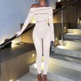 thumbnail image 2 of Tao Tao Women Fashion mesh rhinestone jumpsuit long sleeve see-through jumpsuit high stretch Body stockings club outfit White Free Size, 2 of 3