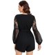 thumbnail image 2 of Mono de manga larga con cuello en V para mujer, con ribete de encaje y cinturón Material grueso negro XS Material grueso negro XS Xishao ropa, 2 of 2