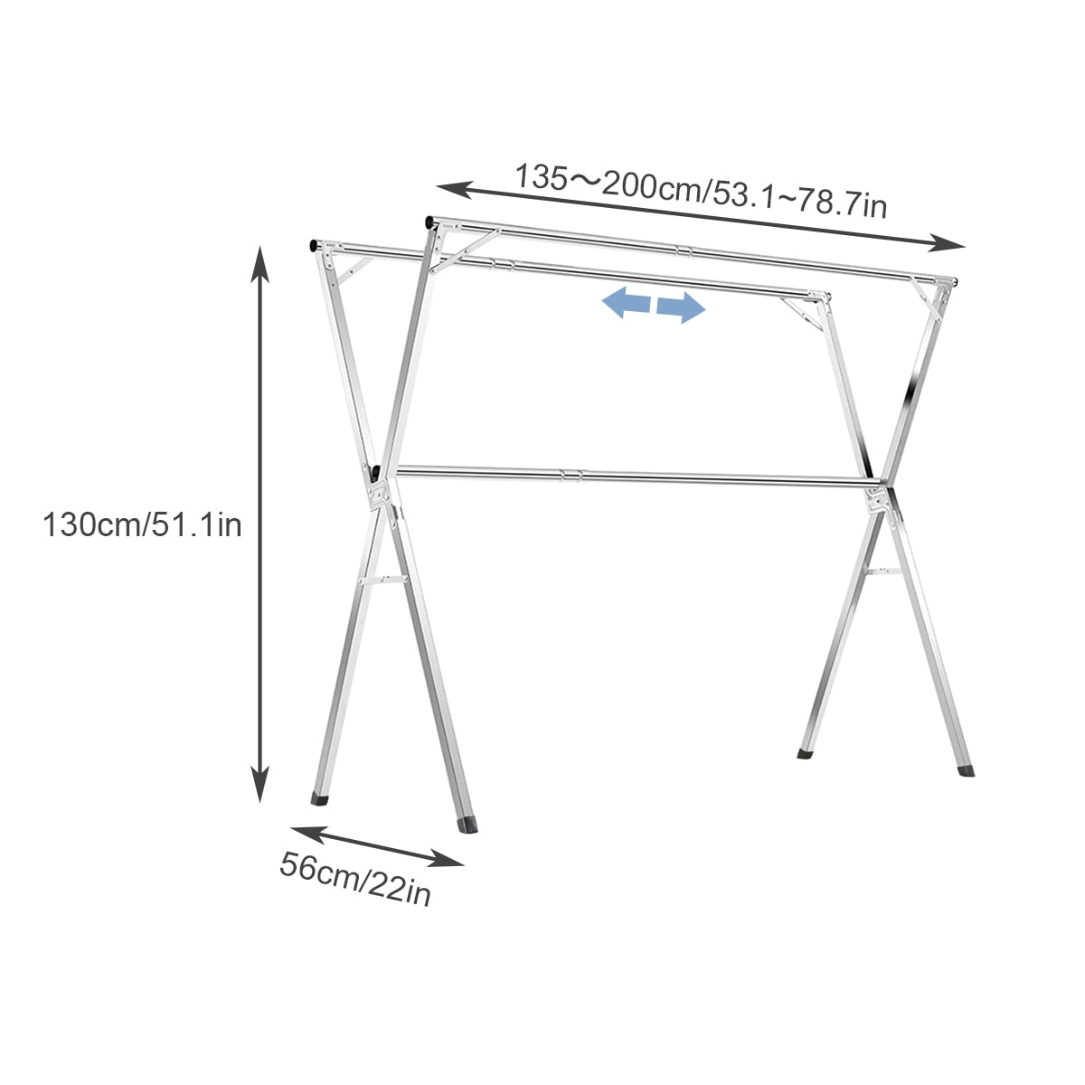 Funest Adjustable Clothes Drying Rack - 79 Inch Foldable Stainless Steel With 20 Hooks & 12 Clips For Indoor/Outdoor