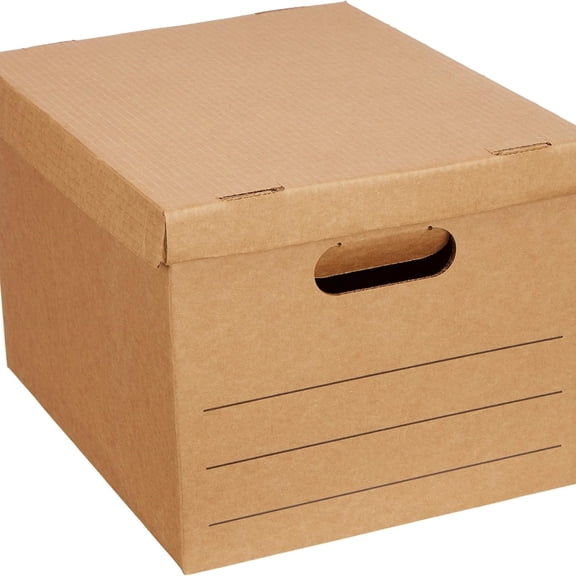 Moving Boxes with Handles and Lids, 15x10x12 in, Brown, 20 Pack