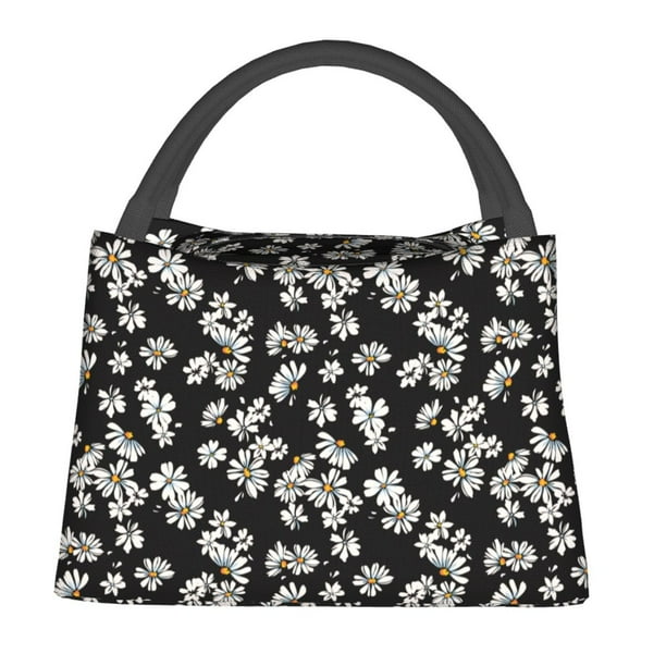 Fotbe Daisies Flowers Bolsa Térmica Portátil con Estampado, Bolsa de Entrega de Alimentos Aislada, Bolsa Reutilizable de Gran Capacidad para Comidas y Supermercado