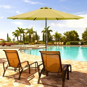 Beige And White Stripe 7 5 Ft Collar Tilt Patio Umbrella With Crank Walmart Com Walmart Com