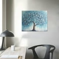 thumbnail image 3 of COMIO  Tree Wall Art Teal Blue Nature Tree of Life Abstract Canvas Painting Textured Picture, Modern Panoramic Landscape Artwork Framed for Living Room Bedroom Bathroom Office Home Decor, 3 of 4