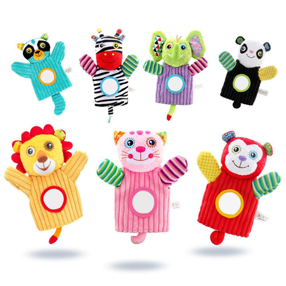 Teaching,Preschool & Role-Play,10 Storytelling Lion and Elephant Puppets Set with Ring Rattle and Distorting Mirror for Imaginative Play 
