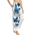 thumbnail image 2 of Sigee Blue Flying Butterflies Print Women's Soft Pajama Pants - Breathable and Comfortable Lounge Sleep Bottoms with Elastic Waistband and Pockets-, 2 of 9