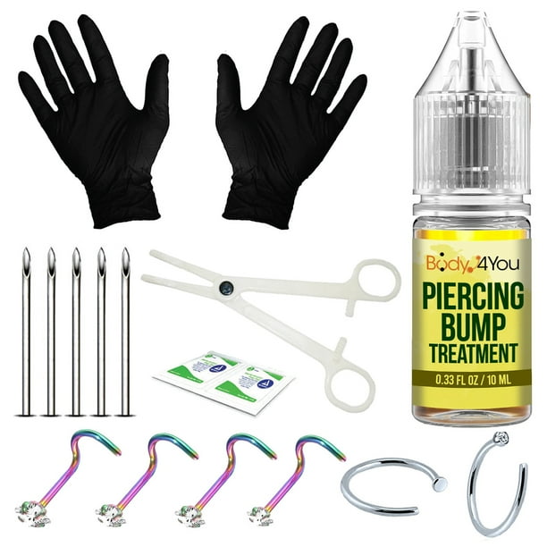 BodyJ4You 15PC Nose Piercing Kit 20G Aftercare Piercing Bump Treatment