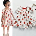 thumbnail image 1 of URMAGIC Toddler Baby Girls Puff Sleeve Sundress Summer Strawberry Beach Princess Dresses, 1 of 7