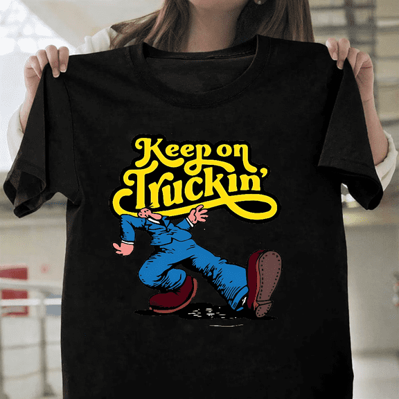 R Crumb Keep On Truckin 60s Counterculture Comic Hippie Retro Unisex T-Shirt, for men & women, up to size 5XL.