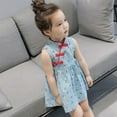 thumbnail image 3 of Chinese Girls Dress Flower Print Qipao Sleeveless Cheongsam Dresses Princess Birthday Party Costume 1-6 Years, 3 of 12
