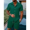 thumbnail image 1 of Men's Summer Beach Casual Short Sleeve Loose Two-Piece Set Solid Color Outdoor, 1 of 9