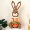 thumbnail image 3 of Halons Easter Decoration Bunny Figurine - Fabric Spring Flower Basket & Carrot Shaped Ornament, Soft Filled Bunny Home Decor for Fireplace Mantel/Tabletop Display (7x4in), 3 of 5
