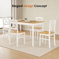 thumbnail image 6 of PORKISS 5-Piece Small Space Dining Set, 1 Table and 4 Chairs, Solid Wood, Natural+White, 42.5" L x 25.6" W x 28.7" H Table, 6 of 8