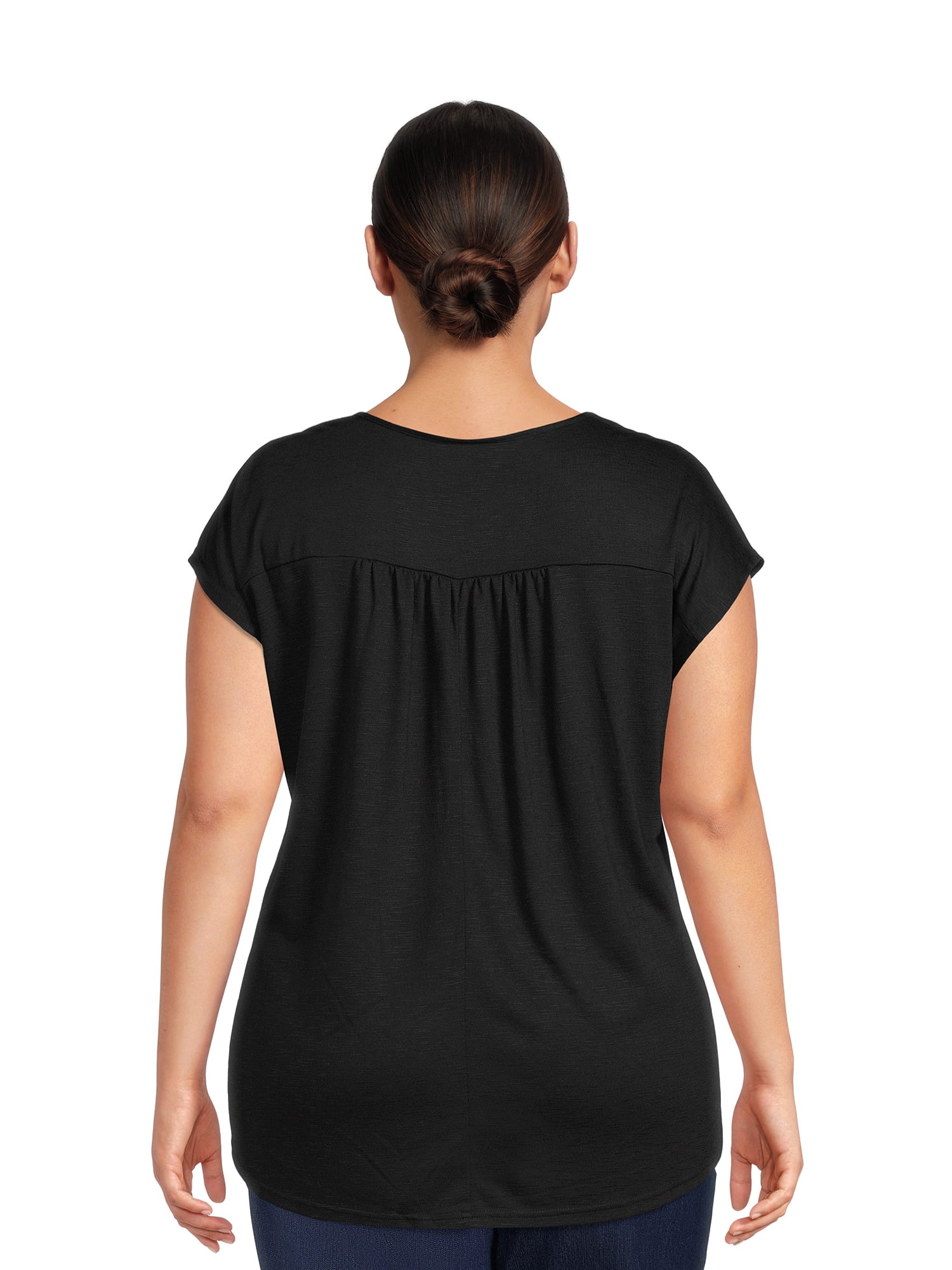 Real Size Women's Crochet Bib Tunic Top, Women's and Women's Plus XS-4X