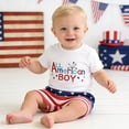 thumbnail image 4 of SonxaHe Outfits for Newborn Boy 4Th Of July Letter Embroidery Short Sleeve Shirt Shorts Baby Summer Party Outfit Set White,Size 6-12 M, 4 of 4