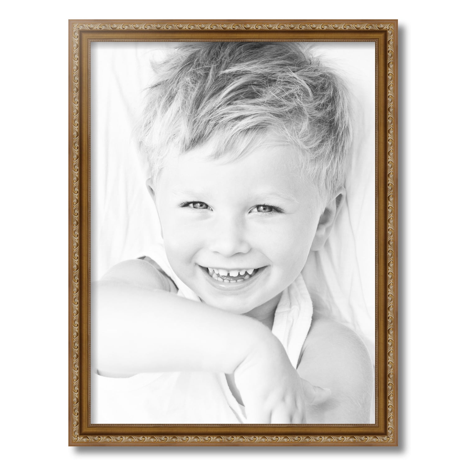 ArtToFrames 18" x 24" Gold with beads Picture Frame, 18x24 inch Gold Wood Poster Frame (WOM-4139)
