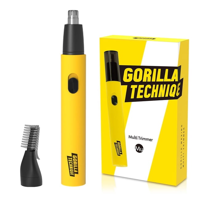 Gorilla Technique Recortador de pelo para nariz y orejas para hombres, recargable 2 en 1 para depilación de nariz, oreja, cejas, sin tirones, sin enganches, con motor de alta velocidad de 10.000 rpm