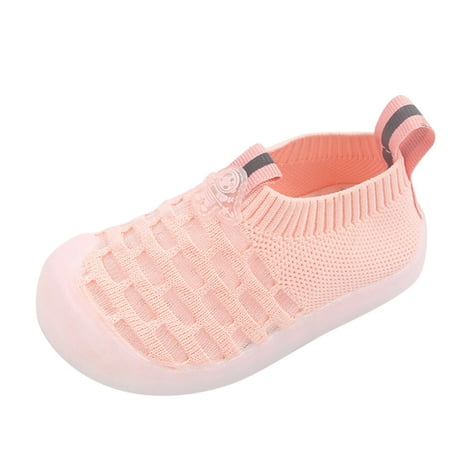

LBECLEY Girls Shoe Size 12 Spring and Summer Children Toddlers Boys and Girls Sports Shoes Flat Bottom Soft Fly Woven Mesh Breathable Comfortable Slip on Solid Casual Toddler Girl Shoe Pink 16