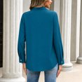thumbnail image 6 of Yifymode Button Down Shirts for Women Long Sleeve Work Tops V Neck Shirts Dressy Casual Business Blouses with Pocket,Dark Blue M, 6 of 6