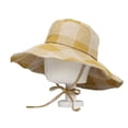 thumbnail image 2 of WITHMOONS Summer Linen Foldable Gingham Floppy Sun Hat Beach Cap HA91179 (Yellow), 2 of 2