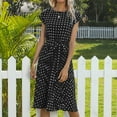 thumbnail image 5 of JINMGG Clearance Dresses under $10.00 Women Fashion Dot Print Short Sleeve V-Neck Casual Sundress Dress Black M, 5 of 8
