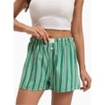 thumbnail image 2 of Women's Striped Wide Leg Shorts Casual Elastic Waist Shorts with Pocket, 2 of 4