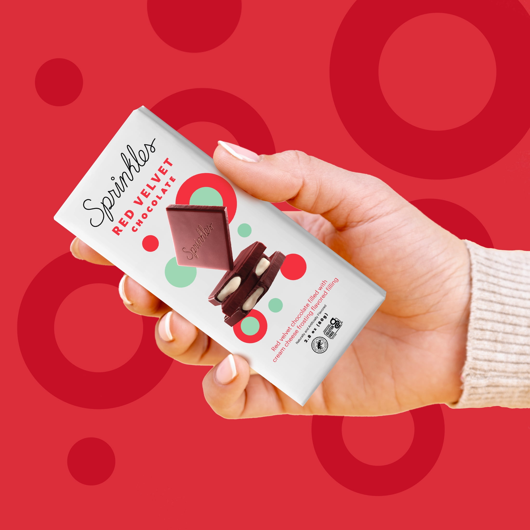 (3 pack) Sprinkles Premium Red Velvet Chocolate Bar with Cream Cheese Filling
