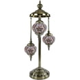 thumbnail image 2 of SILVERFEVER Moroccan Lamps Mosaic Turkish Lamp Colorful Handmade Glass Lanterns 30" Tall- E 12 Light Bulbs Enclosed Burgundy Star of David, 2 of 8