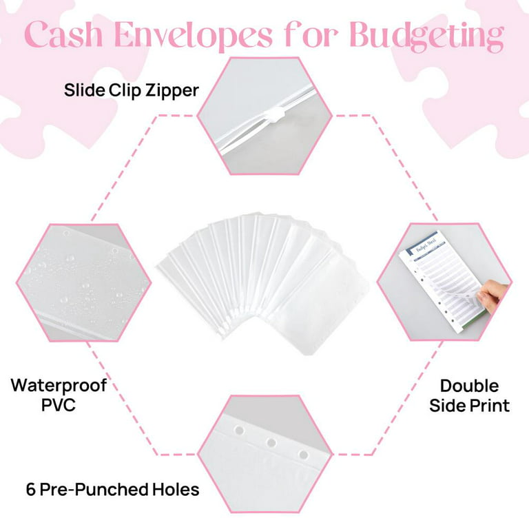 Budget Binder with Zipper Envelopes & Expense Budget Sheets, Large Capacity  A6 Money Organizer for Cash, Cash Envelopes for Budgeting, Cash Stuffing