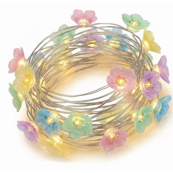 Multicolour Cherry Blossom Fairy Lights, Battery Operated Flower String Lights for Bedroom Decor, Girls Room Gift,Indoor Outdoor Spring,Wedding Party Decoration (Battery are not include)