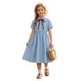 thumbnail image 3 of SHenli Girls Dress 13-14 Years Kids Casual Pleated School Uniform Dresses Lapel Collar A-Line Dress,Navy, 3 of 5