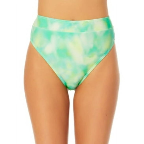 California Waves GREEN MULTI Tie-Dye High-Waist Bikini Swim Bottom, US X-Large