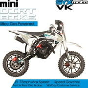 SYX MOTO VK 58cc 4-Stroke Gas Powered Mini Dirt Bike for Kids, Fully Automatic Youth Off-Road Motorcycle with Speed Governor, Pull Start, Blue/White