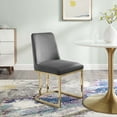thumbnail image 2 of Side Dining Chair, Velvet, Metal Steel, Gold Grey Gray, Modern Contemporary Urban Design, Kitchen Room Cafe Bistro Restaurant Hospitality, 2 of 9
