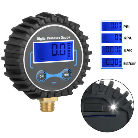 230 PSI Car Motor LCD Digital Display Tire Tread Air Pressure Gauge Night Vision, Heavy Duty Accurate for Truck, SUV, RV, (Best Rv Tire Pressure Monitoring System)