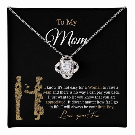 To My Mom Necklace Meaningful To Mom From Son Without You There Is No Me I Love You Necklace, Sentimental Mother'S Day Mom From Son, Give For Mothers On Thanksgiving#13 #170, Gold Love Knot Necklace