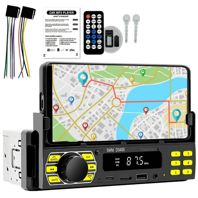 HLONK Audio Stéréo Bluetooth Voiture Multifonctionnel Stéréo Din Voiture Lecteur MP3 Radio Mains Libres Appel aux Entrées Affichage LED Récepteur Radio Voiture Auto