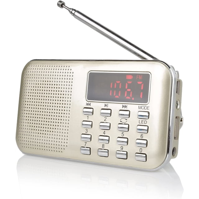 RF23 Rechargeable Portable Radio FM/AM USB Micro-SD and Integrated Mp3 Player. (blond)