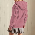 thumbnail image 3 of Lmnyox Striped Zip Up Hoodies for Women Long Sleeve Drawstring Sweatshirt Jacket Casual Hooded Jacket with Pocket, 3 of 7