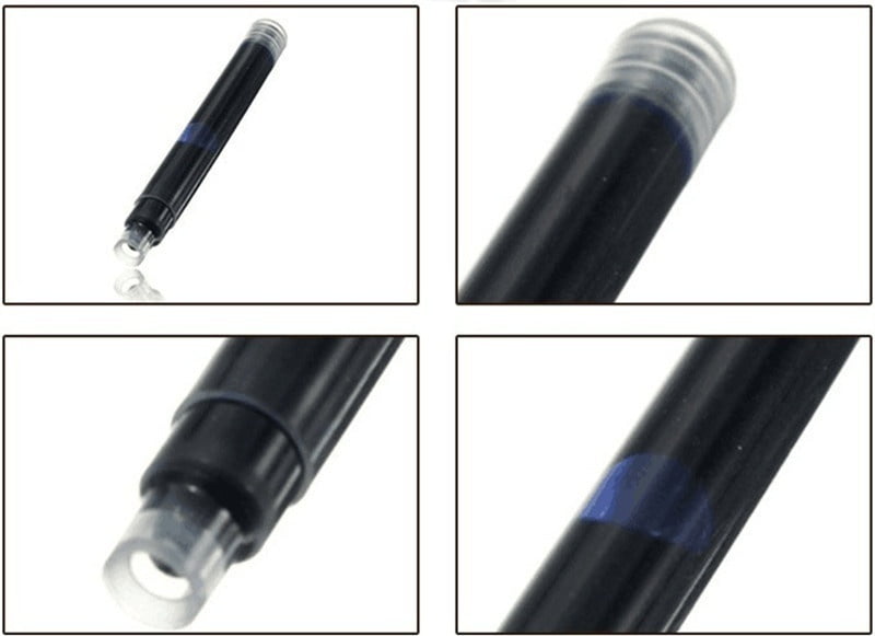 Pack Of 10 PCS Disposable Blue/Black Fountain Pen Ink Cartridge Refill