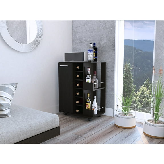 TUHOME Bar Cart Black Wengue