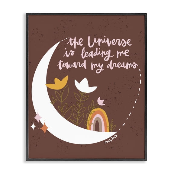 Stupell Industries Leading Me To My Dreams Quotes and Sayings Painting Black Framed Art Print Wall Art, 11 x 14