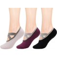 thumbnail image 1 of Calcetines de yoga para mujer con agarre antideslizante (paquete de 3) Calcetines de fitness antideslizantes para yoga, ballet, barra y danza., 1 of 5