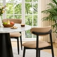 thumbnail image 5 of Dining Chair Set of 4, Upholstered Wooden Dining Chairs with Curved Back, Modern Fabric Kitchen Side Chairs, Khaki/Black, 5 of 7