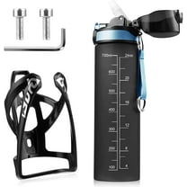Bike Bottle Holder with 700ml Water Bottle - Premium BPA Free Leak Proof Bike Water Bottle with Bottle Cage, Cycling Drink Bottle Holder for Road Bike, Mountain Bike and Kids Bike (Black)
